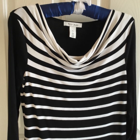 WHBM black and white stripe tunic top with cowl neck - Picture 4 of 7